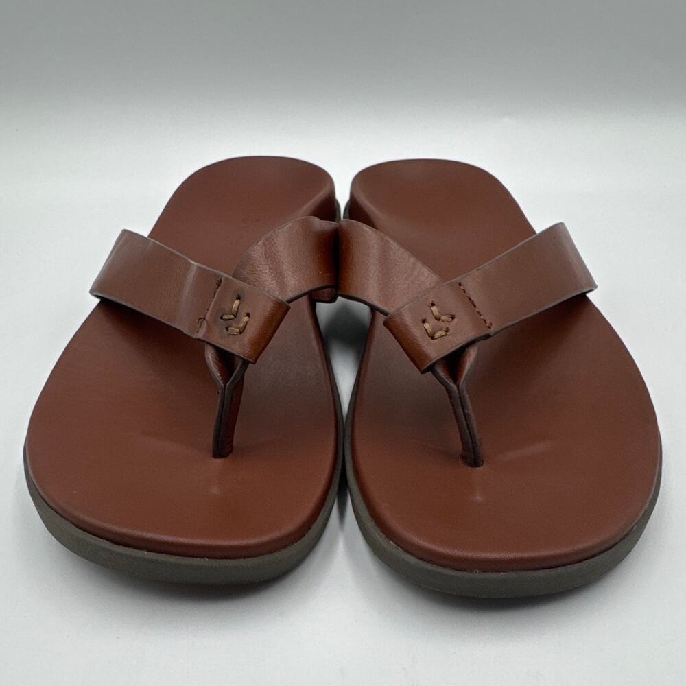 Vionic Elijah Mens 7 Womens 8 Brown Leather Arch Support Flip Flop Sandal Ludlow